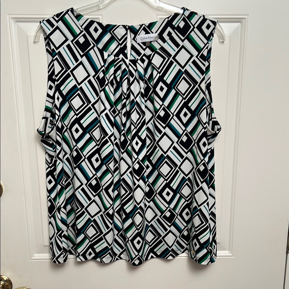 Calvin Klein Green and Black Layering Sleeveless Tank:  2X
